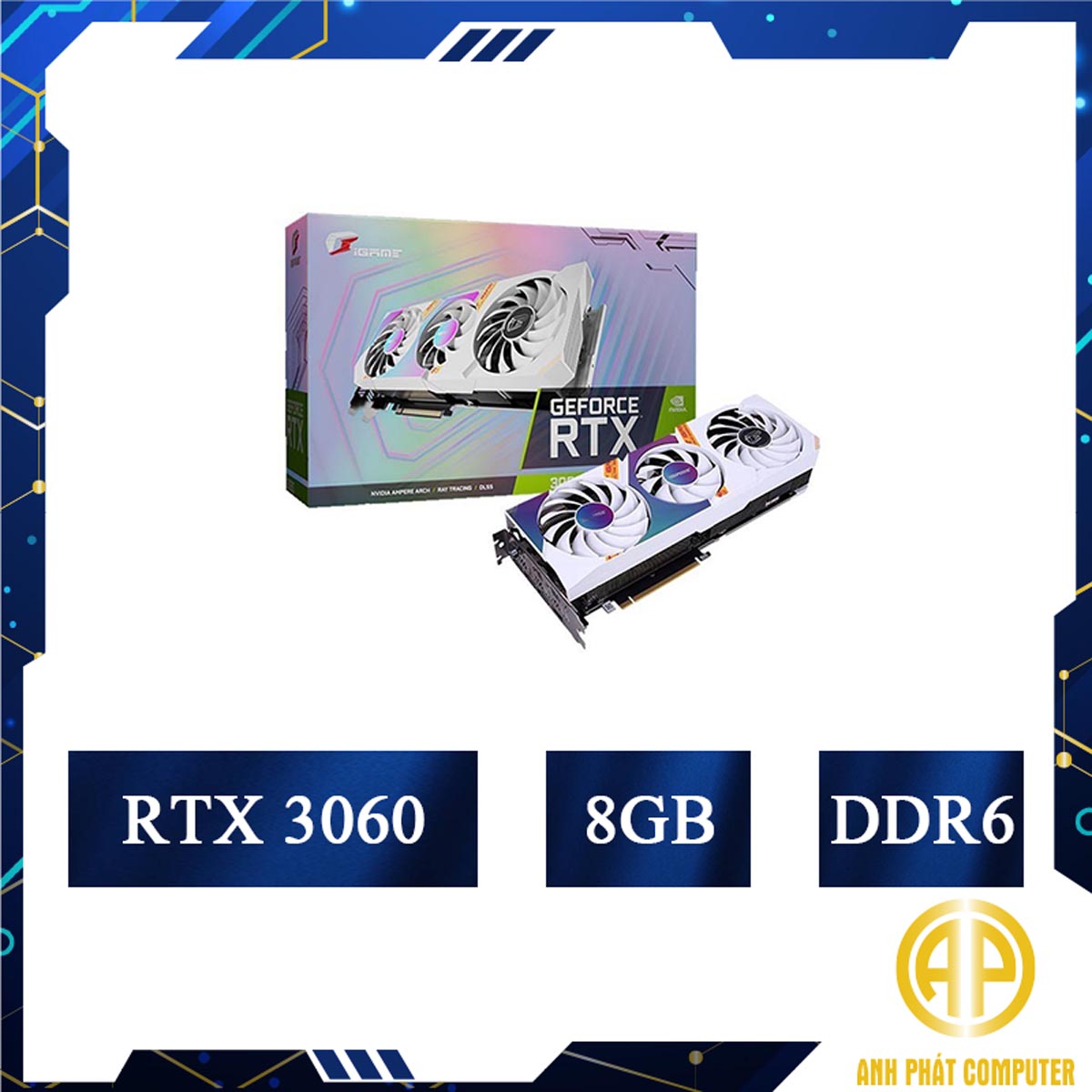 Card màn hình cũ Colorful iGame RTX 3060 Ultra White OC 12G L-V 3 Fan