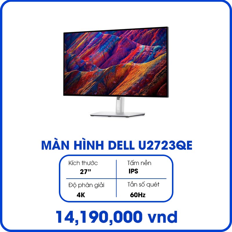 Màn hình máy tính Dell U2723QE (27 inch/UHD/IPS/60Hz/8ms/400 nits/HDMI+DP+USBC)