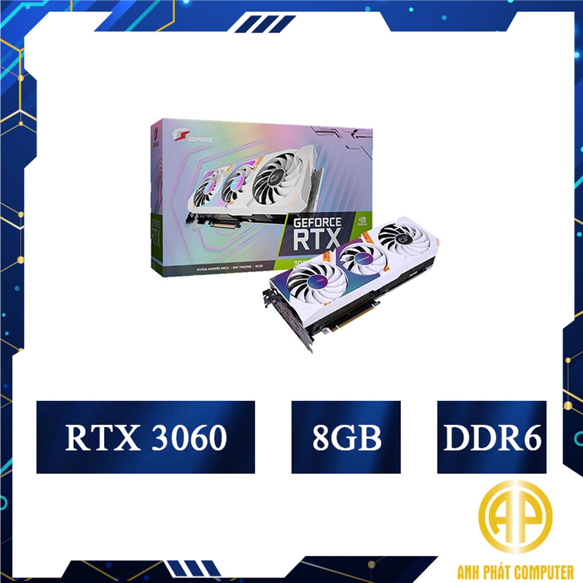 Card màn hình cũ Colorful RTX 3060 Ti 8GB I-game DDDR6 Ultra white