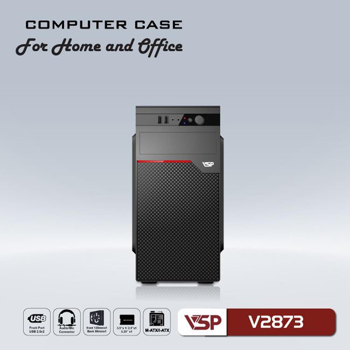 Vỏ Case VSP V2873 (ATX, Đen, Chưa Gồm Fan)