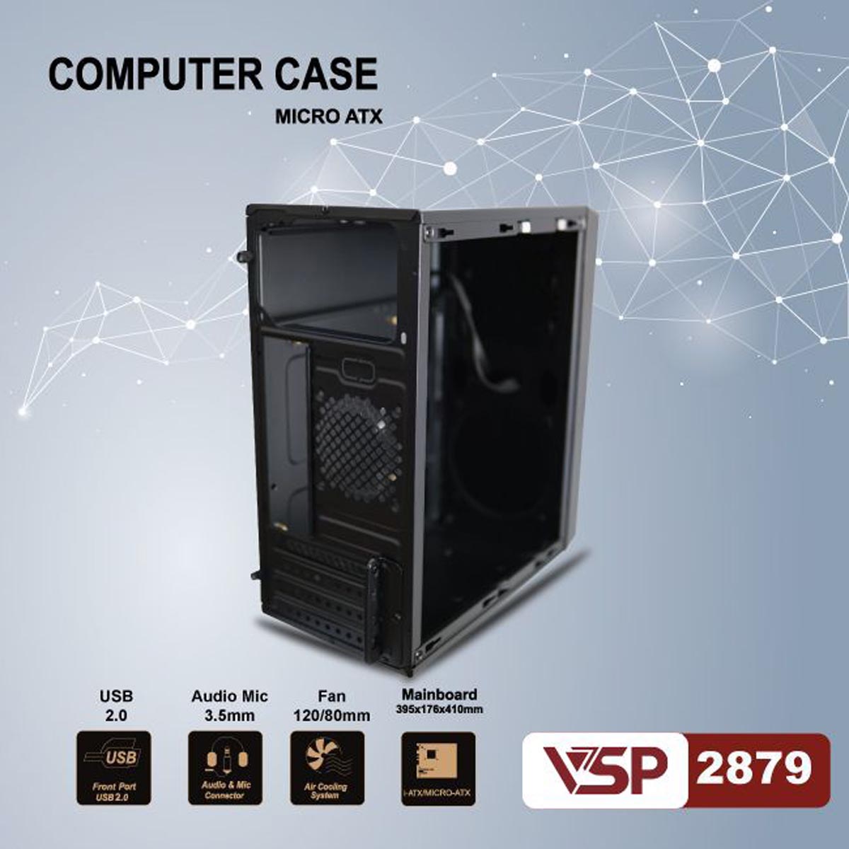 Vỏ Case VSP V2879 (ATX, Đen, Chưa Gồm Fan)