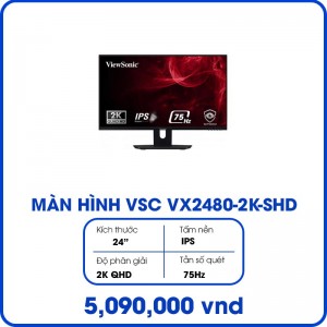 Màn hình máy tính Viewsonic VX2480-2K-SHD ( 23.8inch/QHD/IPS/75Hz/4ms/250nits/HDMI+DP)