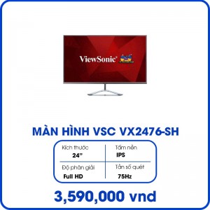 Màn hình máy tính Viewsonic VX2476-SH (23.8 inch/FHD/IPS/75Hz/4ms)