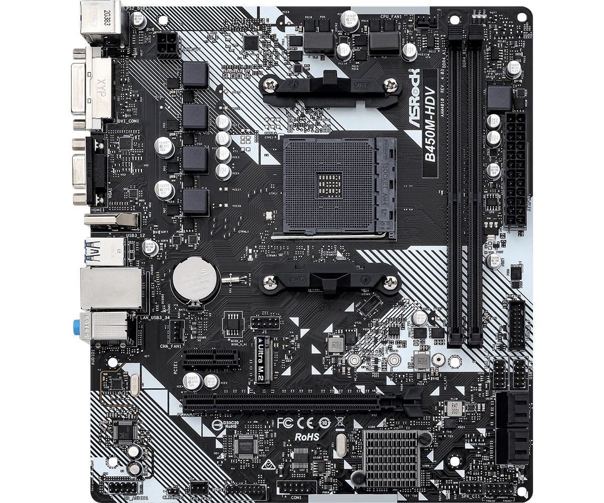 Mainboard ASRock B450M-HDV DDR4 | AM4, mATX, 2 khe RAM
