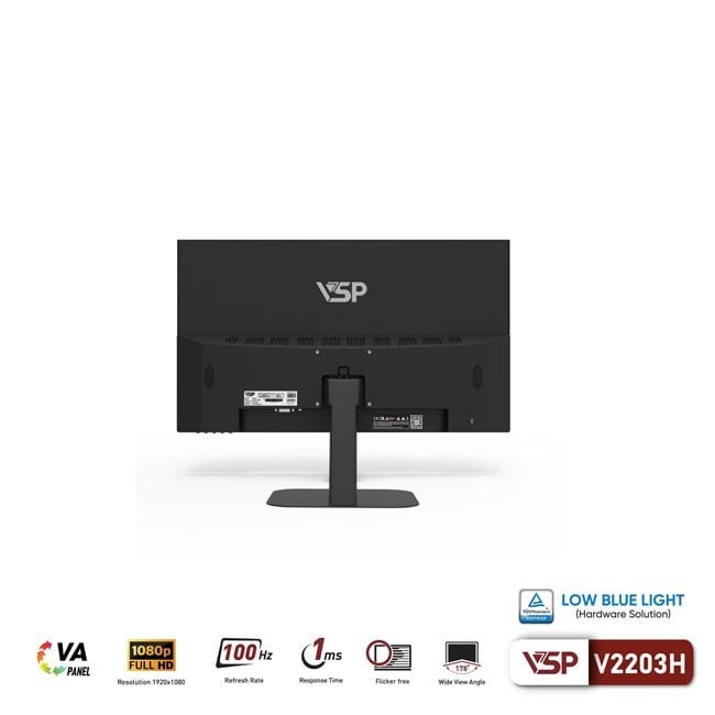 Màn Hình Máy Tính VSP V2203H | 21.5 inch, Full HD, VA, 1ms, 100Hz, TUV bảo vệ mắt