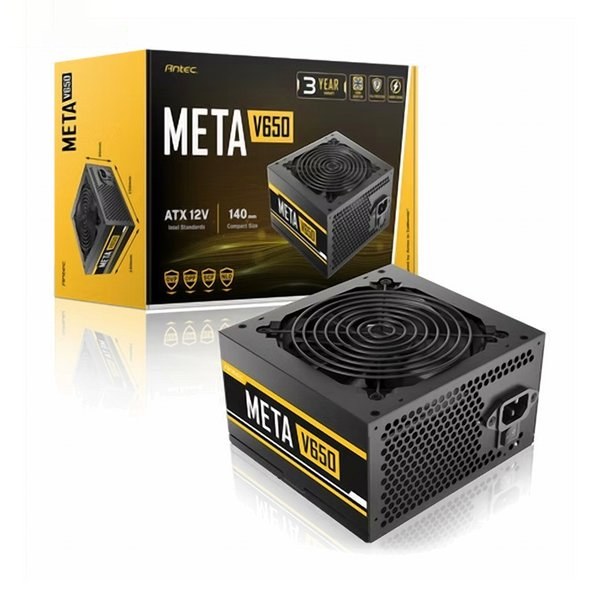 Nguồn máy tính Antec Atom Meta V650 600W (230V AC) (ANTECV650EC) | Non-Modular, 120mm Fan, ATX, Đen