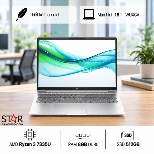 Laptop HP Probook 465 G11 A8WS0PT | R3-7335U, 8GB DDR5, SSD 512GB NVMe, 16" WUXGA, AMD Radeon 660M Graphics, W11H, Bạc