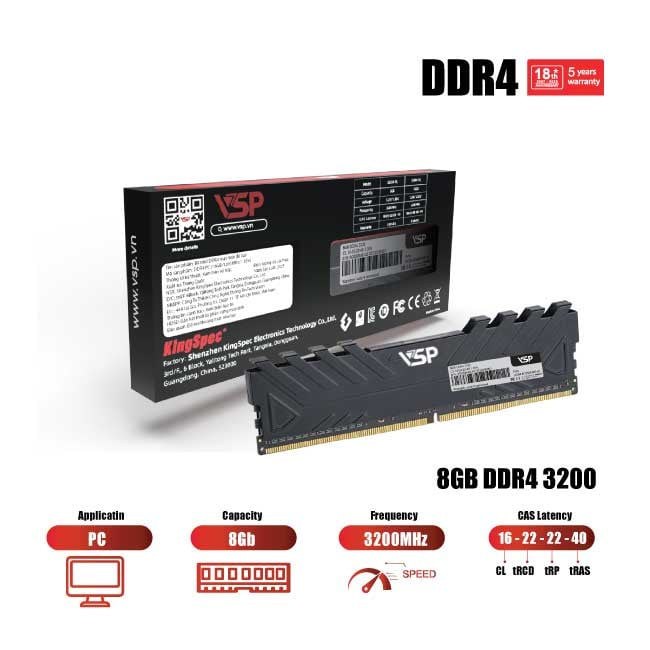 [Cũ] RAM 4 VSP 8G Bus 3200 TẢN NHIỆT | BH 3T STAR