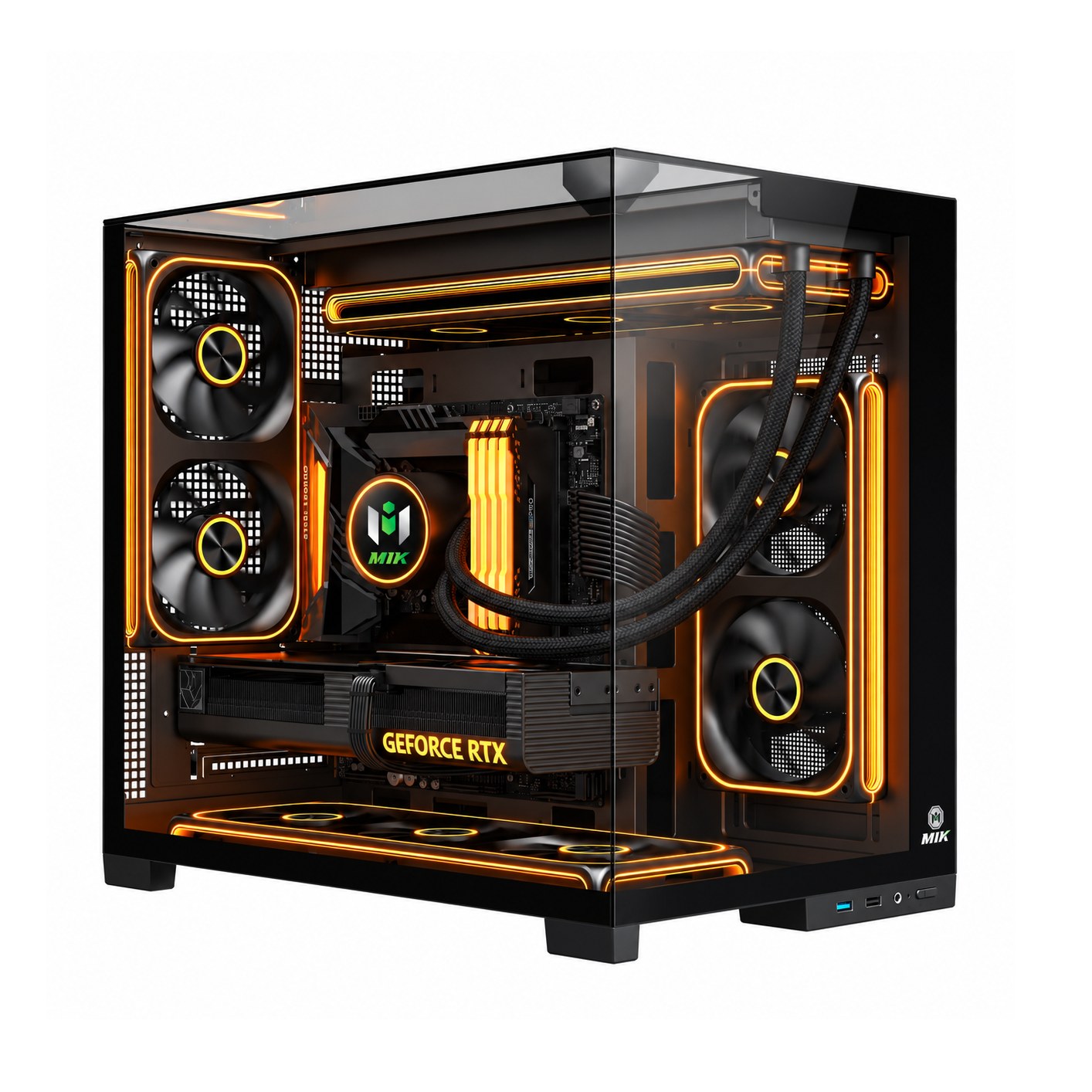 Thùng máy MIK H5 VISION M | M-ATX/ITX, Kính cường lực, Hỗ trợ VGA 410mm, Đen