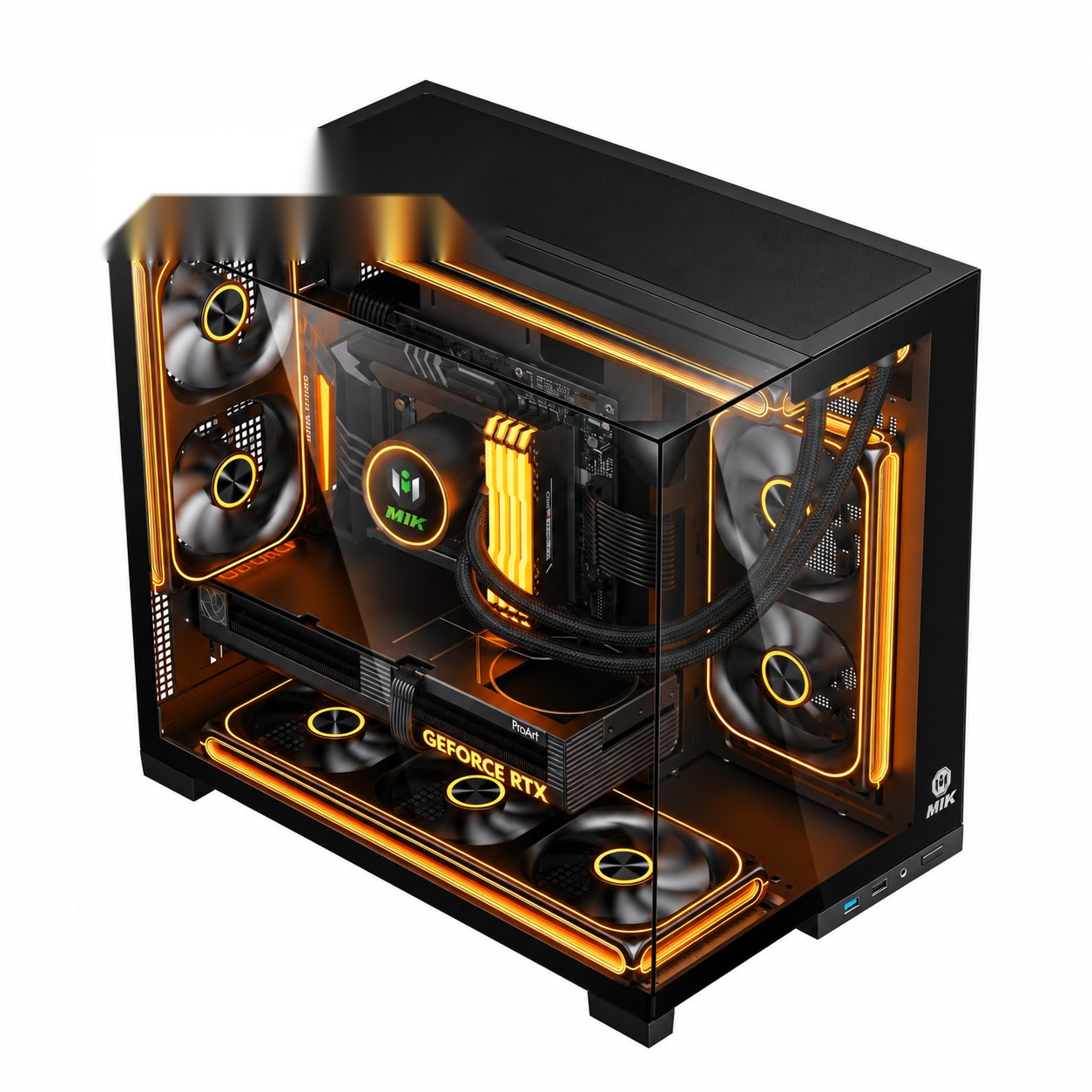Thùng máy MIK H5 VISION M | M-ATX/ITX, Kính cường lực, Hỗ trợ VGA 410mm, Đen