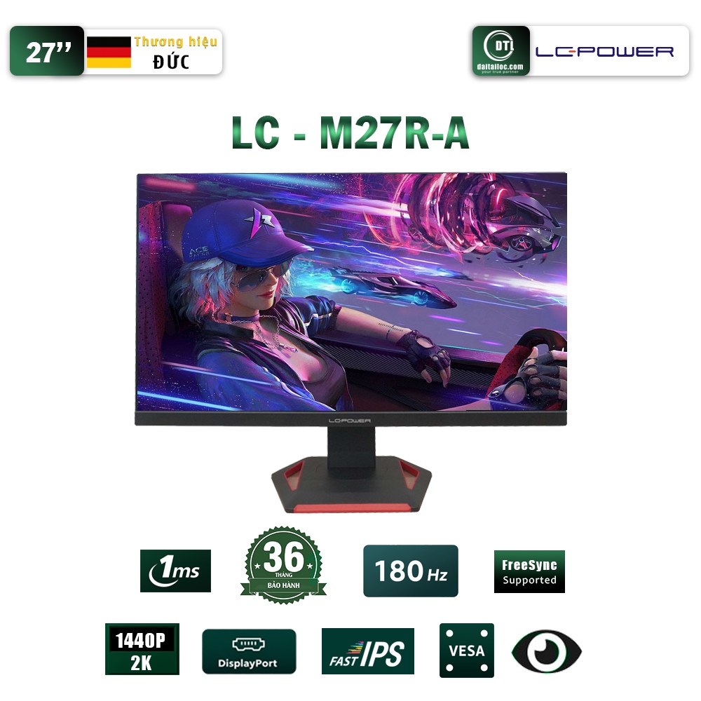 Màn hình Gaming LC-POWER LC-M27R-A | 27 inch, 2K/QHD, 180Hz, IPS, 1ms