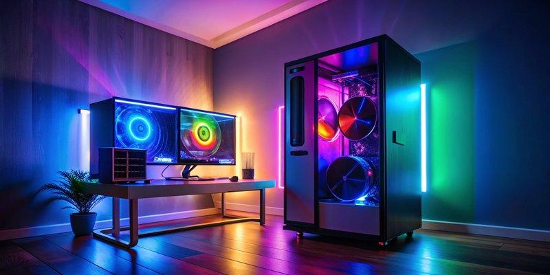 Người chơi đang tận hưởng trò chơi trên dàn PC gaming trắng B760M I5 14600K 16GB RTX 5060 với đèn RGB