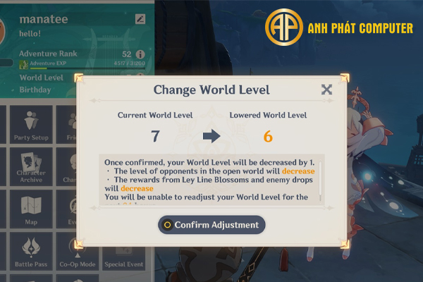 Có thể hạ thấp World Level trong game