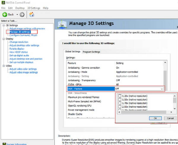 manage 3d settings nvidia best performance