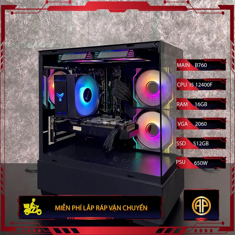 Pc Gaming Bể Cá Đen B760 I5 12400F 16GB RTX 2060 ( Vga 2nd )