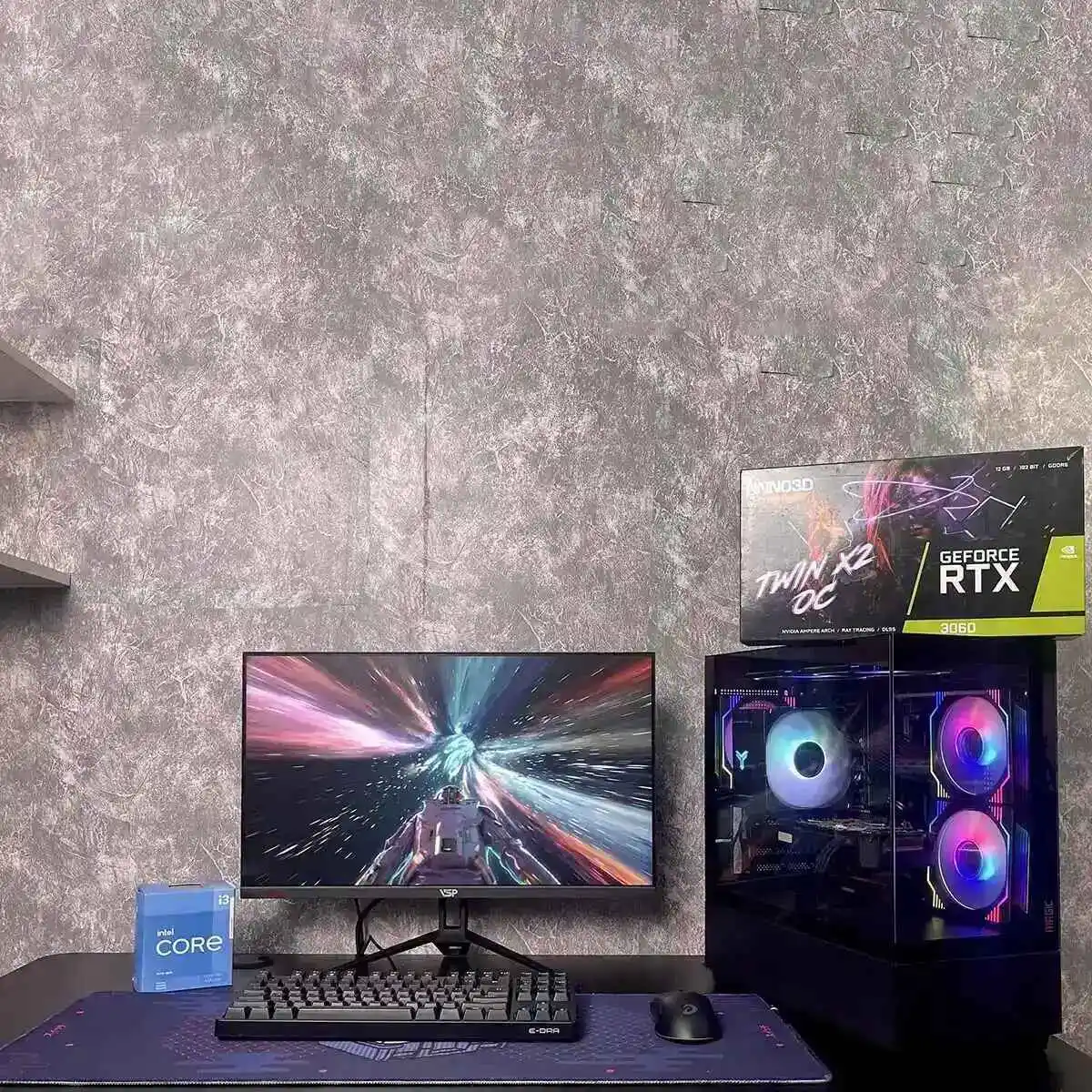  Dàn Pc Gaming Full Trắng H610M I3 12100F 16GB RTX 3050  Kèm Màn Hình 24inch 100Hz 