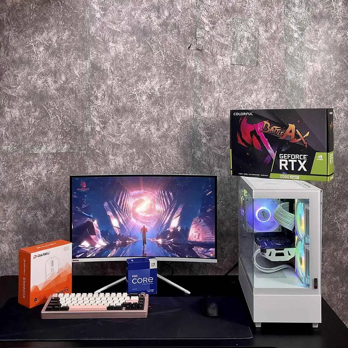  Dàn Pc Gaming Full Trắng Z590M I5 11400F 16GB RTX 3050  Kèm Màn Hình 24inch 100Hz 