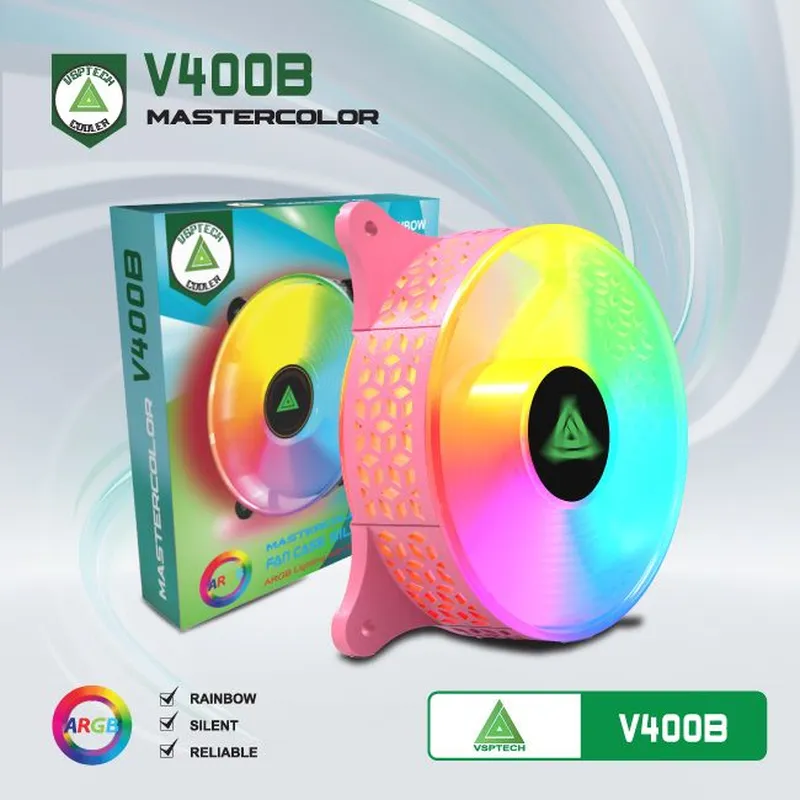 Fan case VSPTECH LED RGB V400B hồng
