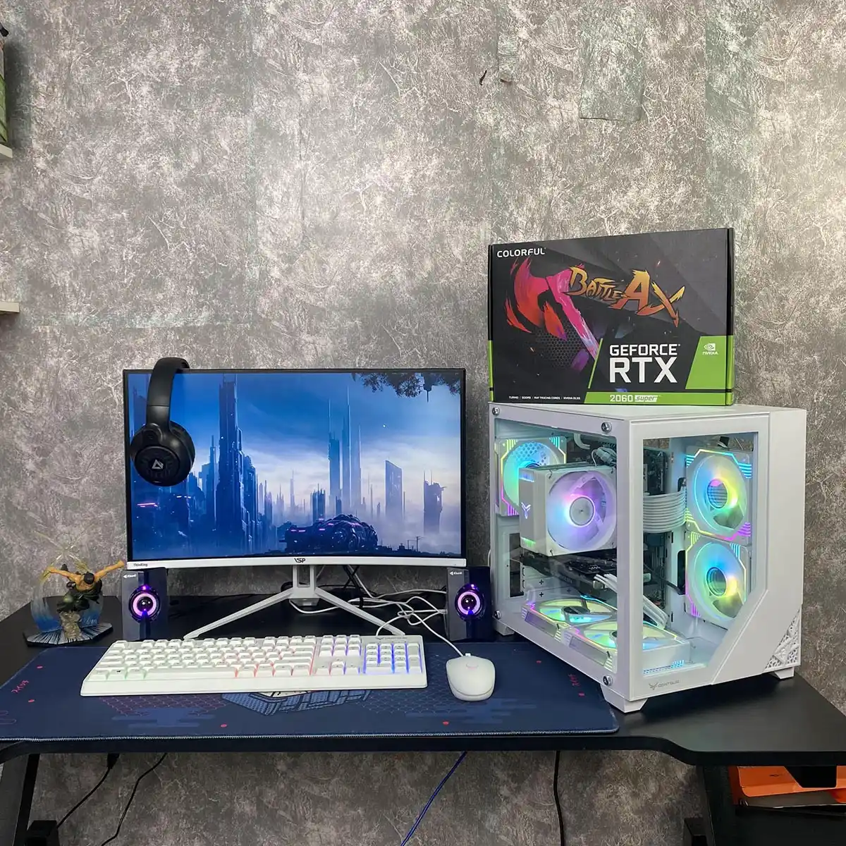  Dàn Pc Gaming Giá Rẻ Bể Cá Trắng B760M I5 13400F 16GB RTX 3060   Màn Hình 24inch ( Vga 2nd )