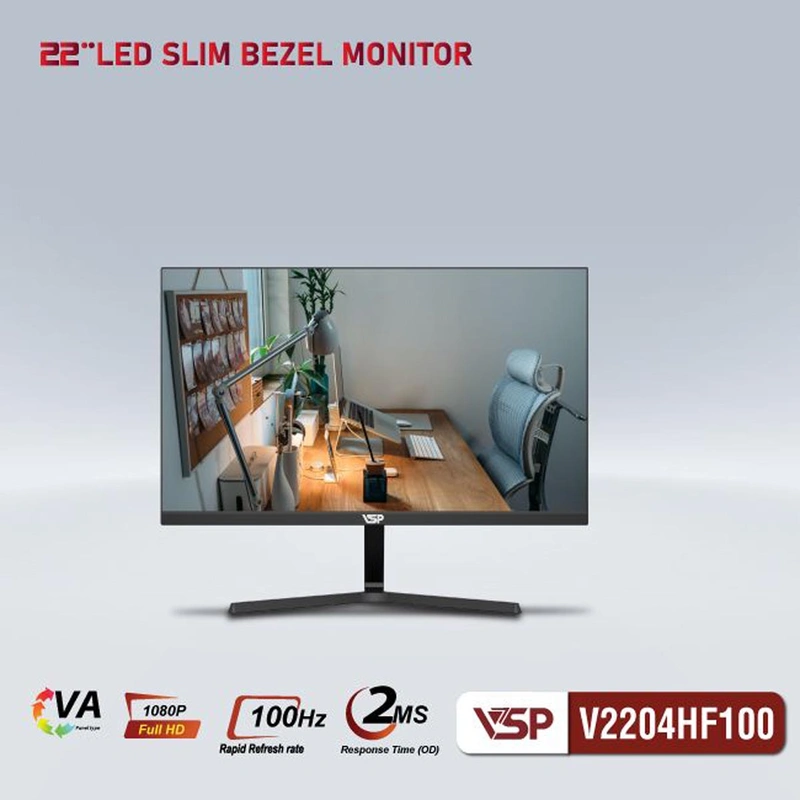 Màn Hình Máy Tính VSP V2204HF100 100HZ MÀU ĐEN, LED, PHẲNG 