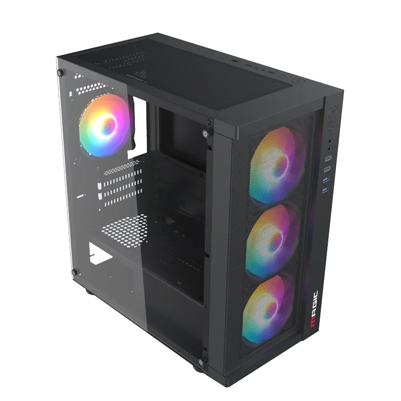 Vỏ case Magic GM-01 Mesh - Trắng | MATX, Sẵn 4 fan RGB