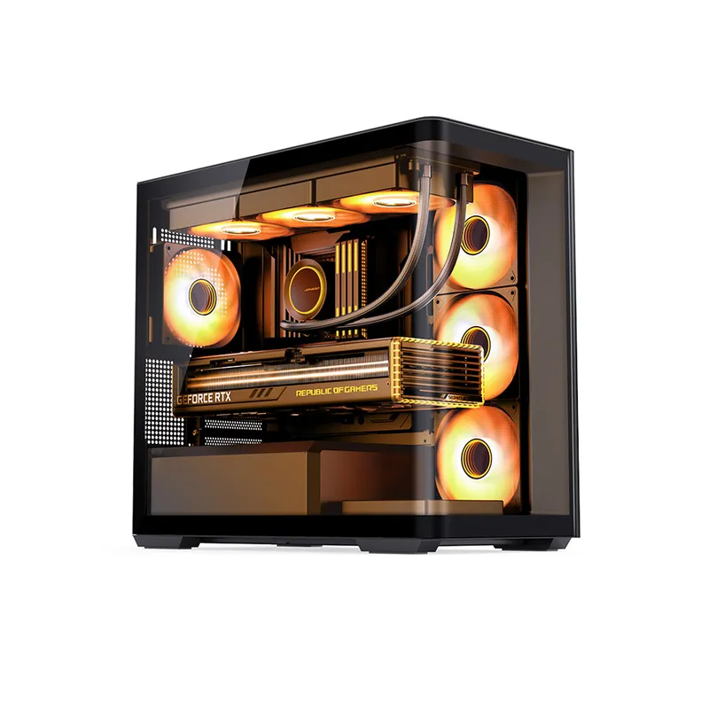 Vỏ case Jonsbo D300 - Black | Micro-ATX, kính cong