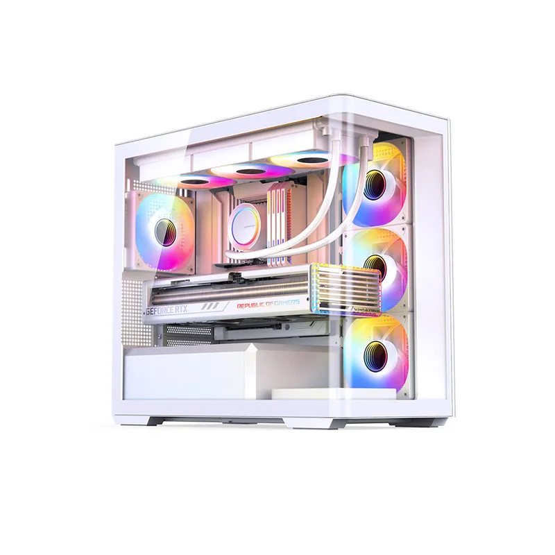 Vỏ case Jonsbo D300 - White | Micro-ATX, kính cong