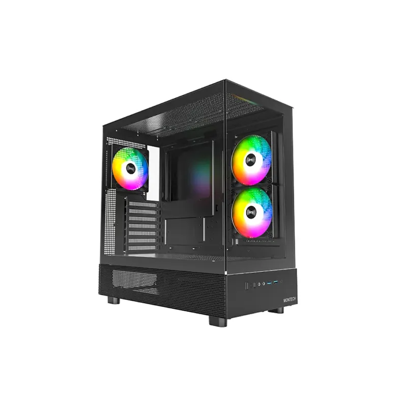 Vỏ Case Montech XR ATX - Black | Hồ cá, kèm sẵn 3 fan