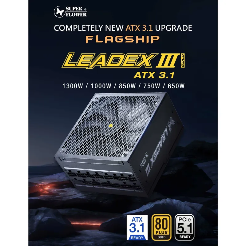 Nguồn Máy Tính SuperFlower LEADEX III Gold UP 850W ATX 3.1 PCIe 5.1 SF-850F14GE(GL)