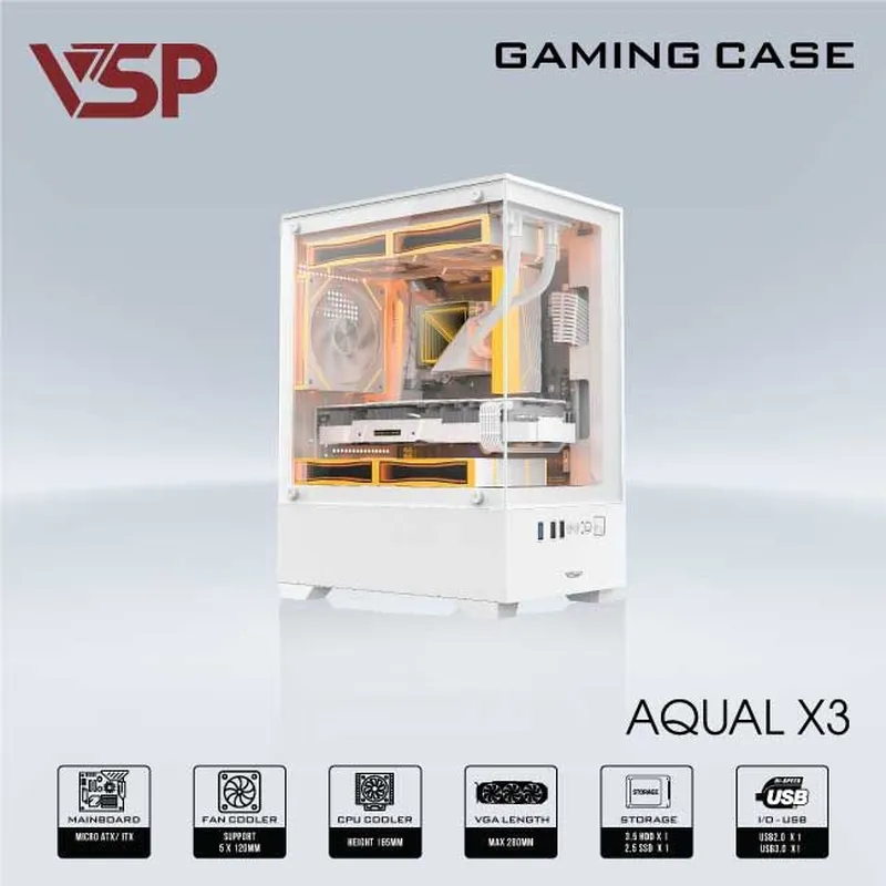 Vỏ Case VSP Aqual X3 - Trắng | Không kèm fan
