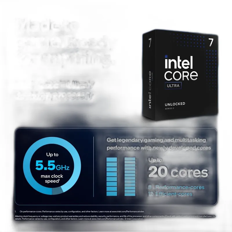CPU Tray Intel Core Ultra 7 265KF | Up to 5.5GHz, 20 cores 20 threads, 30MB