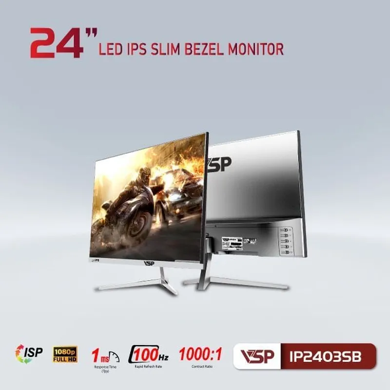 Màn Hình Máy Tính VSP IP2403SB Trắng | 23.8 inch, Full HD, IPS, 100Hz, 1ms, phẳng