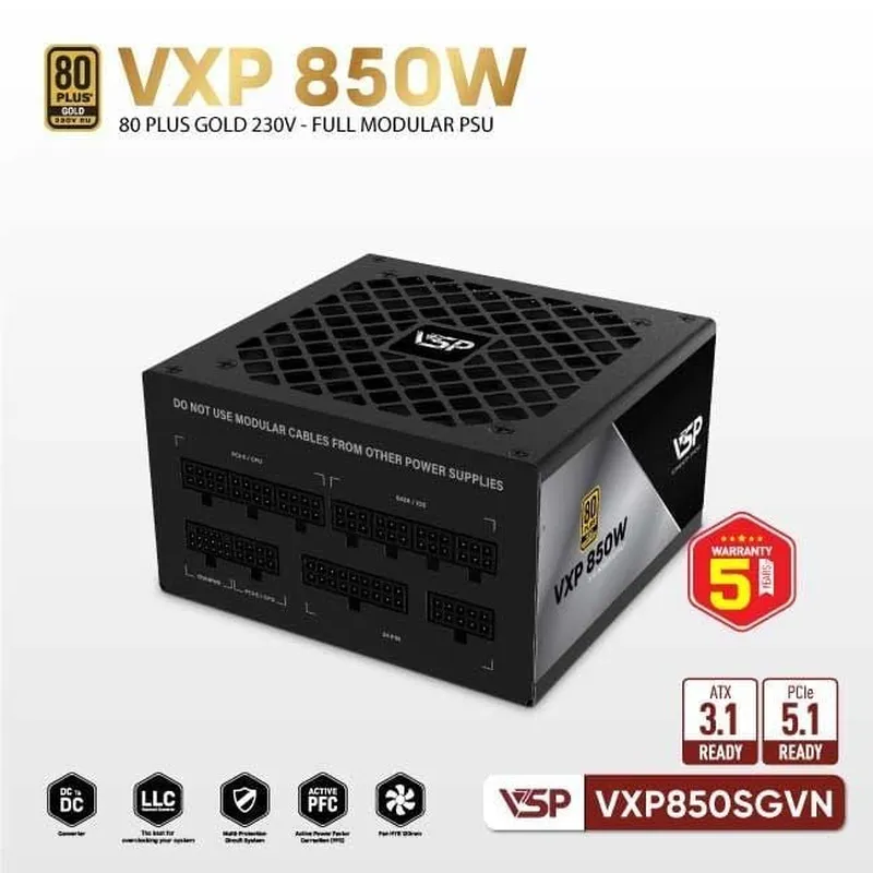 Nguồn Máy Tính VSP VXP 850W SGVN Gold 230V - Đen