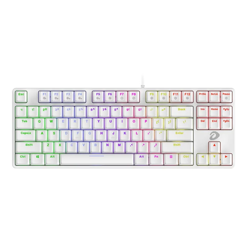 Bàn phím cơ Dare-U EK87 V2 White | Led viền, red switch