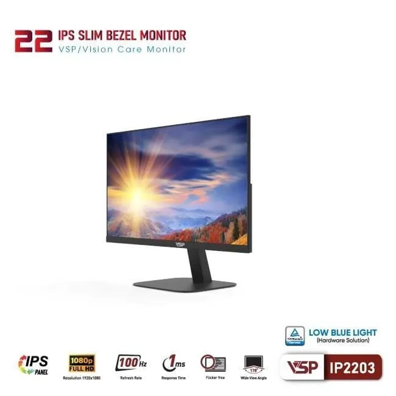 Màn Hình Máy Tính VSP IP2205F | 21.5 inch, Full HD, IPS, 100Hz, 1ms, HDMI + VGA