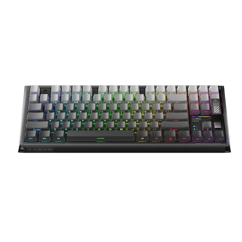 Bàn phím cơ Machenike K600E B87W | Wireless Tri Mode, RGB Side, Printed Grey, Gr Silver Switch