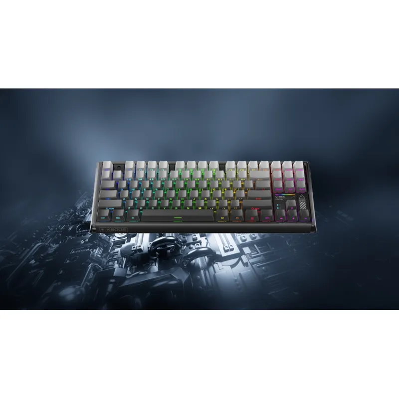 Bàn phím cơ Machenike K600E B87W | Wireless Tri Mode, RGB Side, Printed Grey, Gr Silver Switch