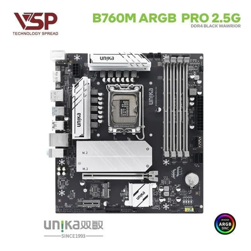 Mainboard Unika Black Warrior B760M ARGB PRO 2.5G (PN UNIKA25120438)