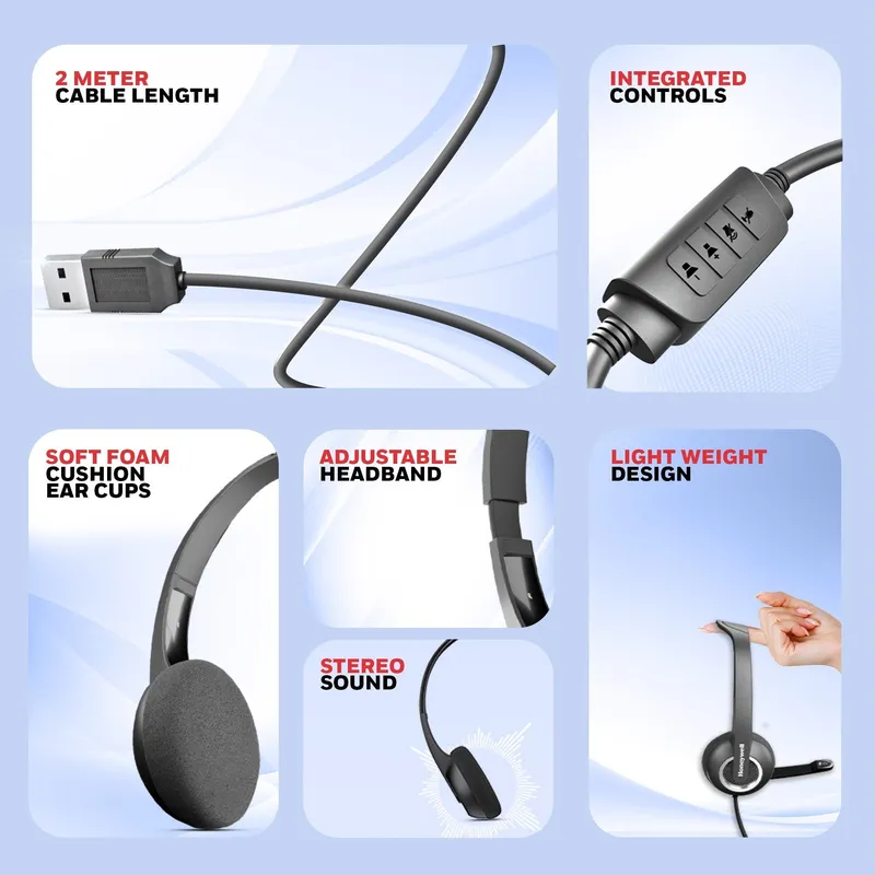 Tai nghe văn phòng Honeywell Suono P40 (HC000601/AUD/WHP/BLK/USB)