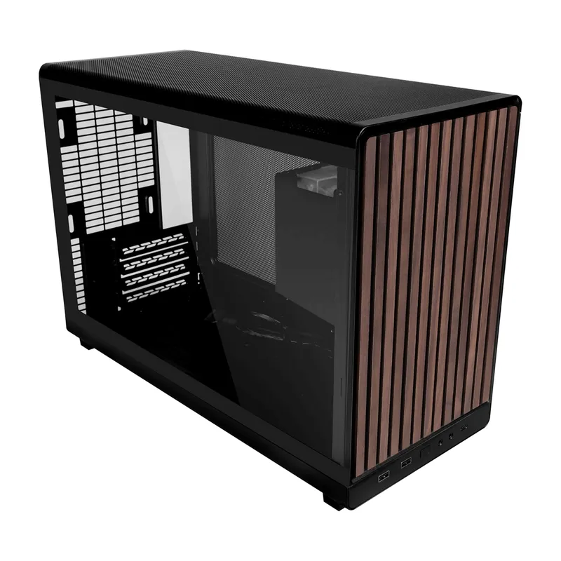 Vỏ Case Lian Li A3 M-ATX - Đen | Mặt gỗ, nắp hông kính (CASELLA3XWDG)