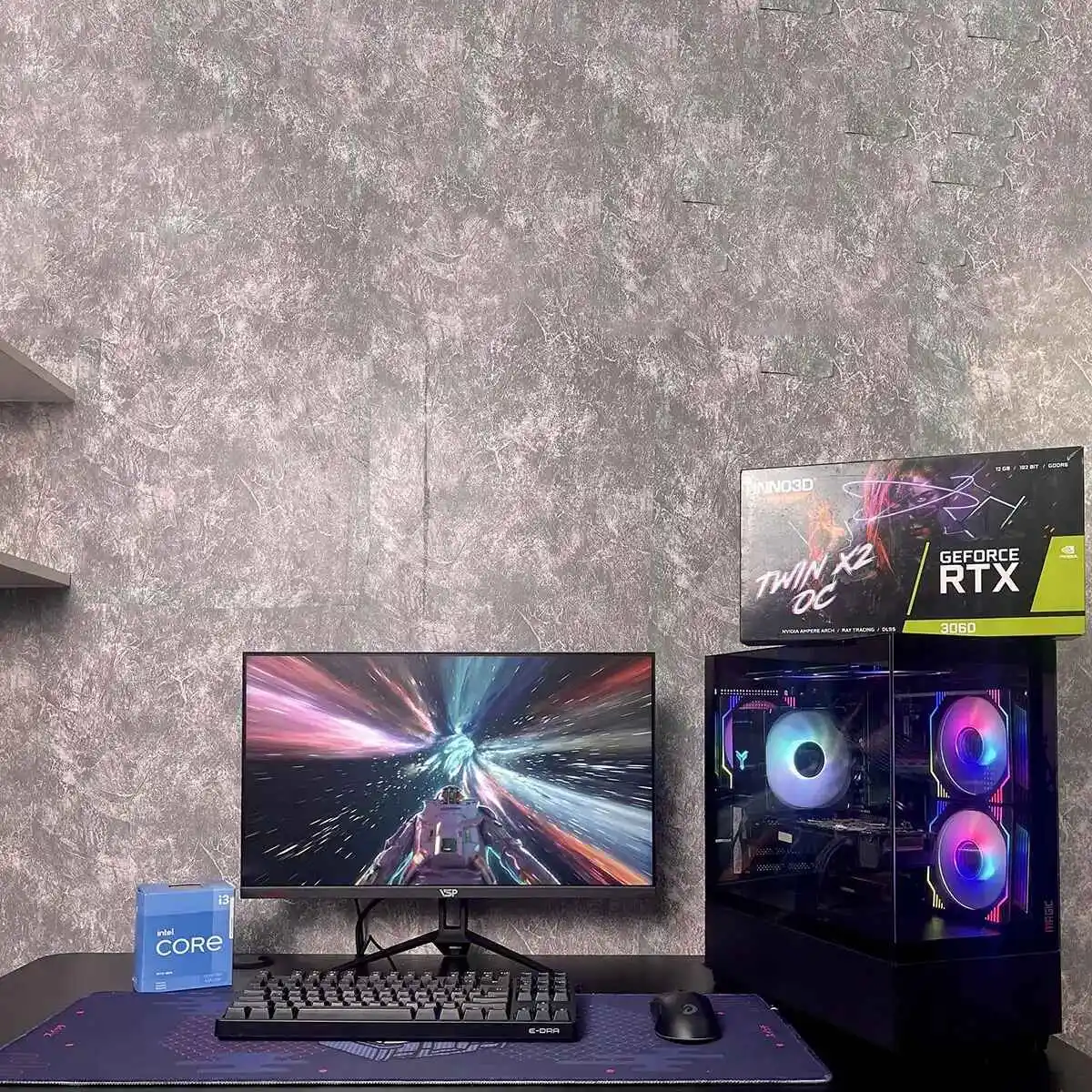  Bộ Pc Gaming Giá Rẻ i3 9100F/16GB/GTX 1050 Màn hình 24in 100hz Đen