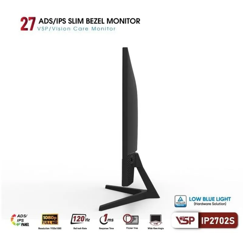 Màn Hình Máy Tính VSP IP2702S | IPS, 1ms, 120Hz, TUV bảo vệ mắt