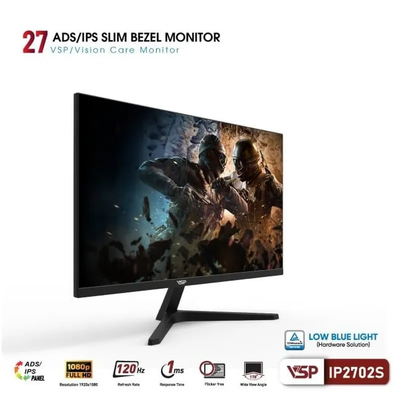 Màn Hình Máy Tính VSP IP2702S | IPS, 1ms, 120Hz, TUV bảo vệ mắt