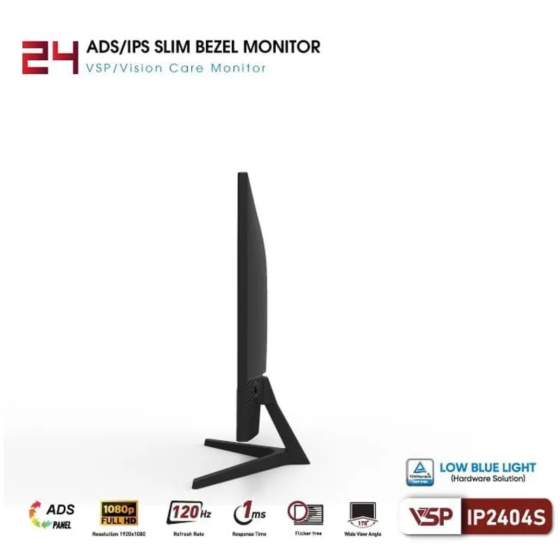 Màn Hình Máy Tính VSP IP2404S | 23.8 inch, Full HD, IPS, 1ms, 120Hz, TUV bảo vệ mắt