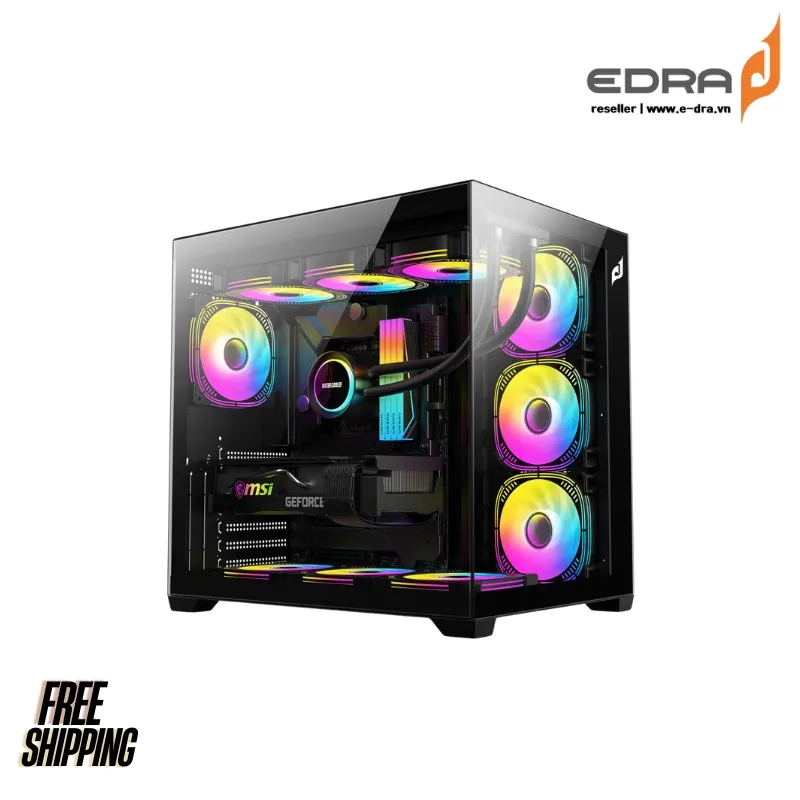 Vỏ Case case E-Dra ECS 1504 | ATX, hồ cá, đen
