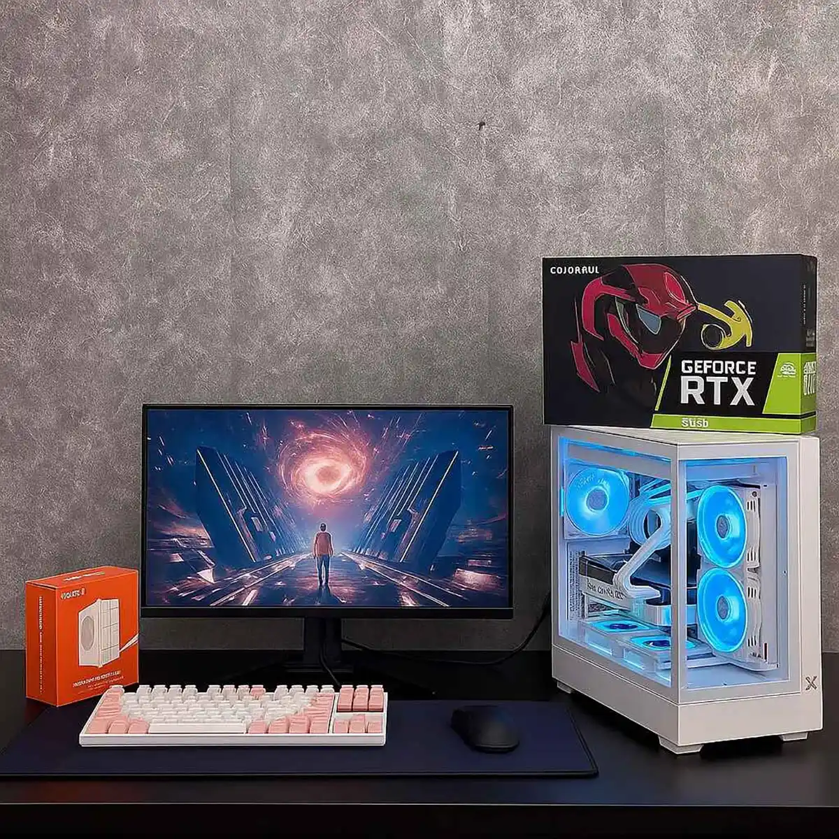  Dàn Pc Gaming Trắng B650 R5 7500F 16GB RTX 5060  Kèm Màn Hình 27inch 180Hz 