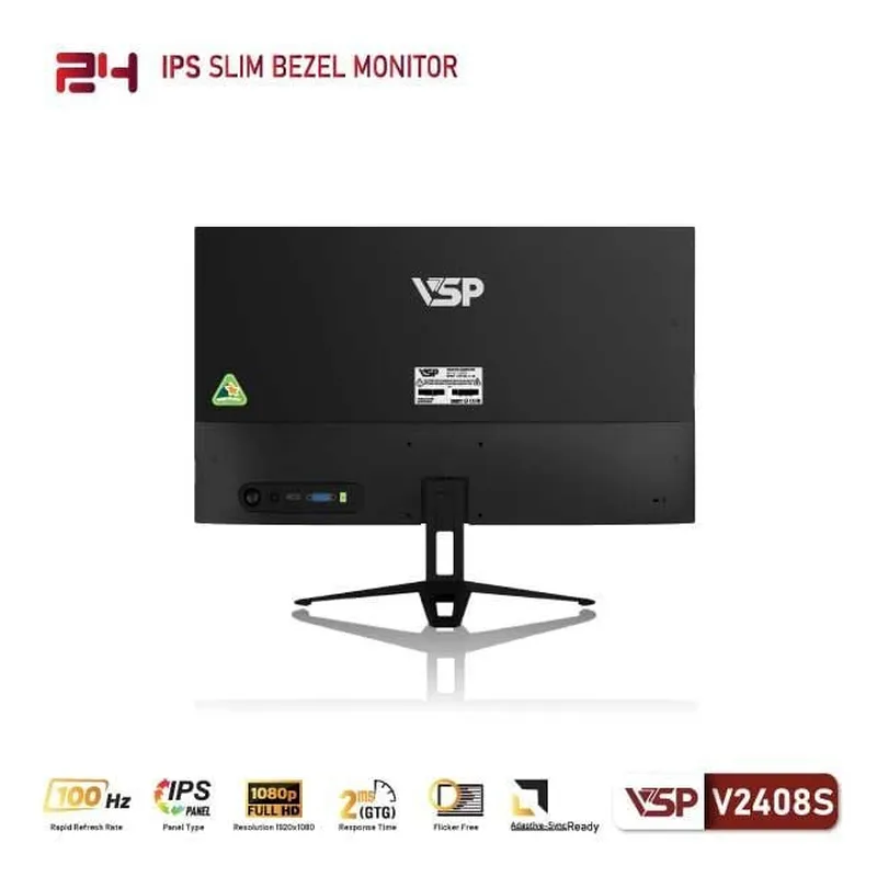Màn Hình Máy Tính VSP tràn viền Slim Bezel V2408S (Đen) (24inch, Full HD, VA, 75Hz, 5ms, 250 cd/㎡, Phẳng)