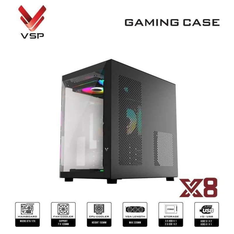 Vỏ Case VSP X8 - Đen | Hồ cá, không kèm fan