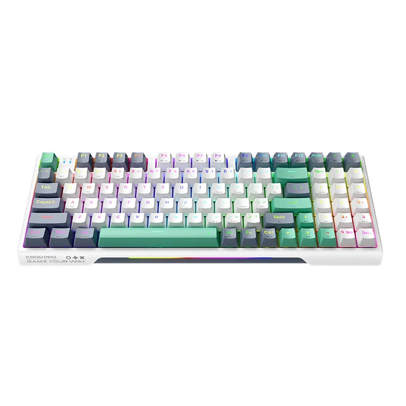Bàn phím cơ Machenike K500 Pro-B94W | Wireless, Tri-Mode RGB, White, Silver Switch