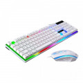 Combo phím chuột giả cơ G21 chuyên game | Trắng, Led Rainbow